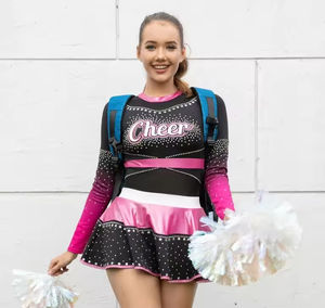 Ensembles d'uniformes de cheerleading personnalisés en polyester à transfert thermique, haut et jupe de performance athlétique, vente en gros, multicolores, pour adultes, haute qualité - Product Image 5
