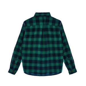 Bulk Wholesale <b>Men</b> Plaid <b>Jacket</b> 100% Brushed Cotton Oversized Green Black Checkered Shirts Outerwear <b>Trucker</b> Style Flannel Shirt - Product Image 2