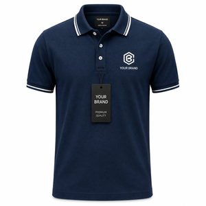Camisa Azul Marino para Hombre, Tejido de Sarga, Impresión Digital Frontal, Servicio OEM Personalizado, Manga Corta, Cuello Clásico, Secado Rápido, Uniforme - Product Image 1