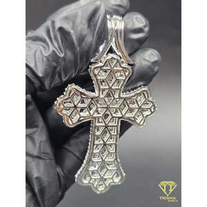 Pendentif Croix Luxe Sertie de Diamants VVS Cultivés en Laboratoire avec Argent Sterling 925, Bijoux Religieux Hip Hop - Product Image 6