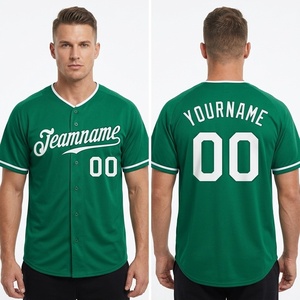 Custom green baseball jersey Men's mesh breathable jersey Short sleeve team name print Button front baseball <b>shirt</b> - Product Image 5