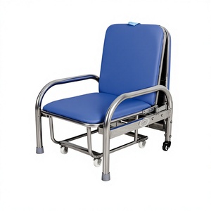 KS Manual Hospital <b>Bed</b> Stainless Steel Blue <b>Folding</b> Chair <b>Bed</b> For Hospital And Nursing Home Use - Product Image 1
