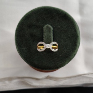 18K Rose Gold Diamond Bow Infinity <b>Ring</b> for Women Elegant <b>Split</b> Band Pave Setting Fine Jewelry Wedding Party Gift High Polish - Product Image 4