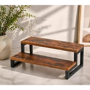 ชั้นวางโชว์ไม้มะม่วง 2 ชั้น ขายส่ง |   ฐานวางเค้กแบบธรรมชาติสไตล์วินเทจ - Product Image 2