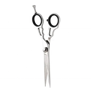 Tijeras de peluquería profesionales, hoja de acero inoxidable, punta afilada, para diestros, mango mediano, para uso de barbero, diseño personalizado - Product Image 1
