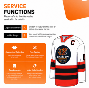 เสื้อฮอกกี้น้ำแข็งผู้ชาย ยี่ห้อ Game On Industries คอวี พิมพ์ลายแบบ Sublimated ผลิตจากโพลีเอสเตอร์ 100% ระบายเหงื่อได้ดี แขนยาว ทรงปกติสำหรับผู้ใหญ่ - Product Image 4