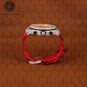 Charm_Jewels Luxury Stainless Steel Tonneau <b>Watch</b> 42mm Analog Sapphire Crystal <b>Diamond</b> Bezel Leather Band Quartz Movement - Product Image 2