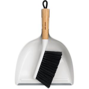 Set Portatile Paletta e Spazzola con Manico in Bambù Bianco per Pulizie - Bros & Dustpans - Product Image 1