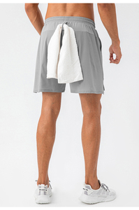 Shorts de sport tissés pour hommes, couleur unie, avec logo personnalisé ODM, pour entraînement, course à pied, avec cordon de serrage, séchage rapide, respirant - Product Image 4