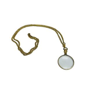 Lupa de bolsillo de latón macizo 5X con cadena de latón |   Lupa colgante de cristal óptico - Product Image 1