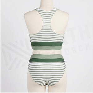 Ensemble bikini 2 pièces rayé North Approach avec bordure contrastée, bas taille haute et haut court pour femme - Product Image 2