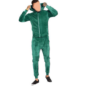 Survêtement en velours noir pour homme WARPRO INDUSTRY, à capuche, fermeture éclair intégrale, couleur unie, vêtements de sport décontractés, poches latérales, vêtements d'hiver, poids moyen - Product Image 5