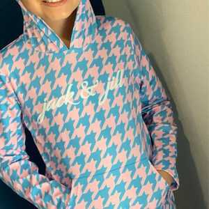 Vestido Juvenil JJ con Estampado de Pata de Gallo Rosa y Azul, Vestido Casual de Manga Larga para Niños, Elegante, Cómodo, de Tela Suave - Product Image 4