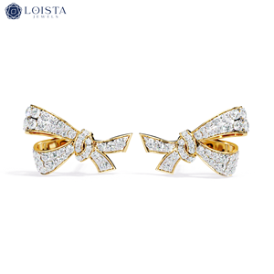 Pendientes de Diamantes Cultivados en Laboratorio, Oro Sólido, Pendientes de Aro Infinito Trenzado con Diamantes de Laboratorio, Joyería, Regalos, Venta al por Mayor - Product Image 1