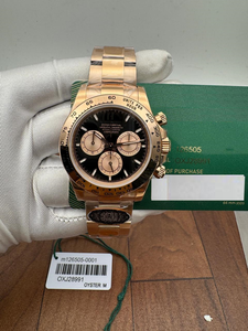 Montre automatique de luxe sport chronographe or rose, cadran noir, acier inoxydable, lunette tachymetre, mouvement ETA, pour bracelet - Product Image 3