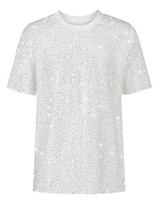 T-shirt en coton orné de strass, décontracté pour femmes, tee-shirt scintillant, logo personnalisé, streetwear, fournisseur en gros OEM - Product Image 4