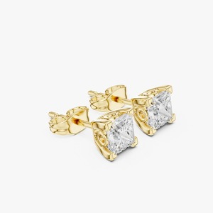 Pendientes de Diamantes Cultivados en Laboratorio con Corte Princesa de 0.85CTW, Oro Amarillo de 9K, 4 Puntas, Joyería Fina al por Mayor OEM - Product Image 4