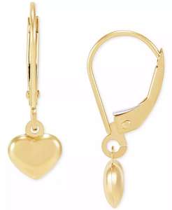 Pendientes colgantes pequeños de corazón en oro amarillo de 14k | Macy's - Product Image 1