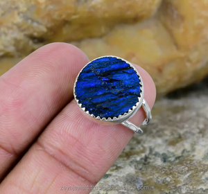 แหวนหินลาบราดอไรต์สีฟ้าฉูดฉาดสำหรับสวมใส่ได้ทั้งชายและหญิงแหวนคริสตัลธรรมชาติ - Product Image 4