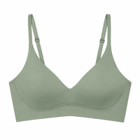 Groothandel Op Maat Gemaakte Verstelbare Sportbeha 82% Nylon 18% Spandex 220gsm SageLight Support V-hals Ruggesluiting BH's Zachte Gymbeha
