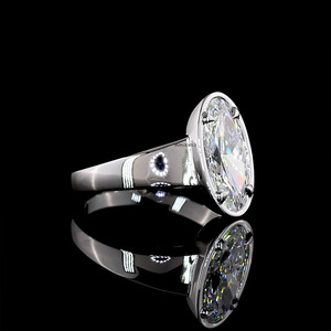 Anillo Solitario con Diamante Ovalado Cultivado en Laboratorio, Certificado por IGI, con Engaste de Bisel, en Oro de 10K, 14K o 18K, Chapado en Rodio, para Compromiso y Regalo - Product Image 3