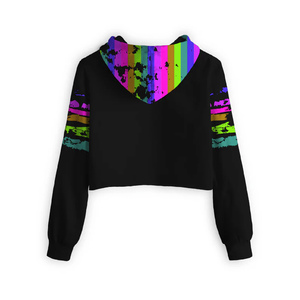 Sweat à capuche court surdimensionné pour femmes avec logo personnalisé Sweat-shirt imprimé doublé d'hiver Streetwear Pull-Mode de gros - Product Image 2