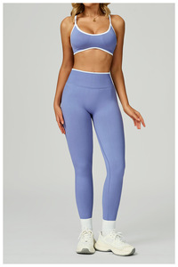 2026 <b>Seamless</b> Workout Sets Women 5 Piece Color Block Yoga Outfits Contrast <b>Shorts</b> Leggings and Top Matching <b>Gym</b> Athletic Set - Product Image 2
