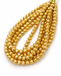 6mm <b>Gold</b> Ribbed Glass <b>Beads</b> Round Metallic Trade <b>Beads</b> for Jewelry Making Necklace <b>Bracelet</b> Craft Supplies - Product Image 1