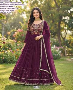 Vestido de Fiesta Gulnaar Bhandhani Bordado, Estilo Imperio, Largo hasta el Suelo, Moderno, con Estampado Floral Natural, Cómodo - Product Image 3