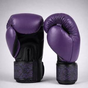 Guantes de Boxeo de Cuero Negro y Morado de Alta Calidad, Guantes de Entrenamiento Personalizados, Guantes de Sparring OEM con Soporte Fuerte para la Muñeca, Logotipo Personalizado LOGRO - Product Image 2