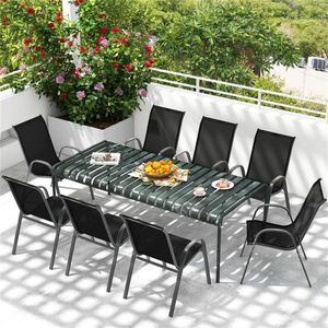 2 Pack <b>Stackable</b> Black Patio Dining <b>Chairs</b> Ergonomic Steel Frame with 330 LBS Capacity Breathable Fabric for <b>Outdoor</b> Use - Product Image 4
