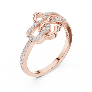 Anillo de Diamantes Cultivados en Laboratorio LOVE KNOT, Oro Rosa de 18 Quilates con Baño de Rodio, Piedra Lateral de 0.3 Quilates, para Compromiso/Boda/Uso Diario, para Mujer - Product Image 4