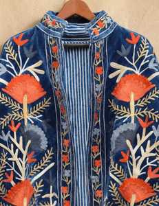 เสื้อแจ็คเก็ตฤดูหนาวปักลายดอกไม้สไตล์โบฮีเมียน ผ้ากำมะหยี่ ซูซานี งานแฮนด์เมด สำหรับผู้หญิง ผ้าฝ้าย ของขวัญ - Product Image 2