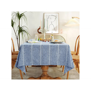 Custom Label Blue 100% Cotton Embroidered Bohemian 60x108 Biodegradable Handmade India OEM ODM Private Brand <b>Table</b> Cloth Bulk - Product Image 1