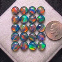 Opale Aurore Synthétique Calibrée, Taille Brillant, Cabochon, Effet Multicolore Changeant de Couleur, Pierre Libre pour la Fabrication de Bijoux
