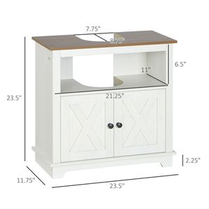 Mobile lavabo a 2 porte bianco a piedistallo con mensole da bagno lavabo - Product Image 3