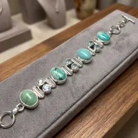 Bracelet en turquoise tibétaine bleue naturelle, argent sterling 925 massif, fait main, élégant, bijoux en pierres précieuses pour femmes