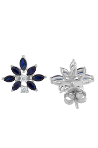 Pendientes de Diamantes y Múltiples Zafiros con Baño de Rodio en Plata de Ley 92.5 para Boda y Compromiso KLST-30809 - Product Image 6