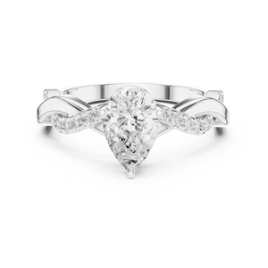 <b>Sterling</b> <b>Silver</b> Pear Moissanite Infinity Twist Engagement <b>Ring</b> | Pave <b>Band</b> Wedding <b>Ring</b> for Women - Product Image 1
