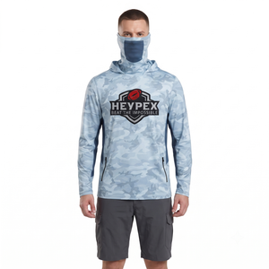Camisa de Pesca con Capucha para Hombre, de Secado Rápido, en Poliéster y Spandex, con Diseño de Camuflaje y Malla Transpirable - Product Image 1