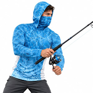 T-shirts de pêche à manches longues pour hommes en bambou recyclé, respectueux de l'environnement, avec protection UV UPF50+, évacuation de l'humidité et masque intégré - Product Image 5