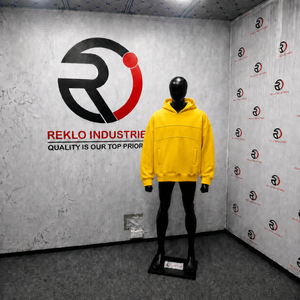 PREMIUM YELLOW OVERSIZED HOODIE <b>MEN</b> WINTER <b>Men</b> Cotton French Terry Casual Autumn Solid Color Pocket Design Regular Embroidered - Product Image 3