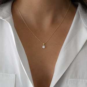 Collar de Compromiso de Lujo con Certificado IGI, 1 Ct, Chapado en Oro Amarillo de 14K, Diamante VVS Cultivado en Laboratorio CVD, Corte Brillante, Color - Product Image 5
