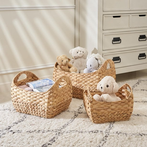 ตะกร้าเก็บของรูปวงรีสวยงามจากผักตบชวา ตะกร้าเก็บของทำมือ ขายส่ง เป็นมิตรกับสิ่งแวดล้อม ผลิตในเวียดนาม - Product Image 2