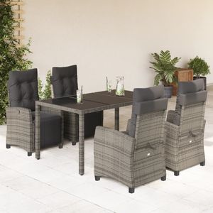 Ensemble de salle à manger de jardin en rotin gris 4 places avec housses amovibles, mobilier d'extérieur style contemporain - Product Image 1