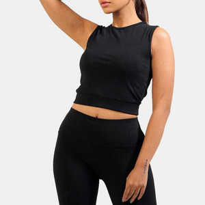 Ensemble de yoga de couleur unie de style nouveau pour femmes, séchage rapide, écologique, respirant, vêtements de sport 2 pièces fabriqués au Pakistan - Product Image 2