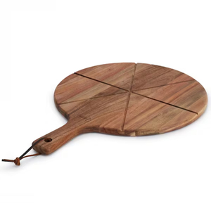 Ensemble de planches à pizza en bois de qualité supérieure, planche à découper ronde en bois avec poignée, plateau de service en bois pour pizza, fromage et pain - Product Image 1