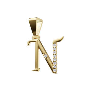 Colgante con Letra N de Aarinya, Diamante Cultivado en Laboratorio con Certificación IGI, Chapado en Oro de 9K, con Diamantes Redondos de Corte Brillante Engastados en Puntas - Product Image 3
