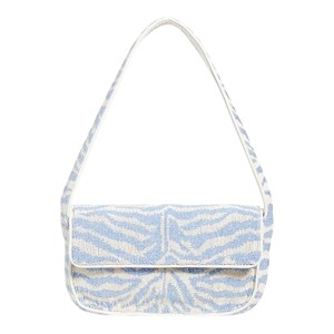Bolso Bandolera de Lujo con Cuentas Hechas a Mano con Diseño de Cebra Azul para Mujer, Estampado Animal de Moda - Product Image 1