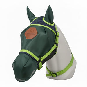 Masque anti-mouches pour chevaux, protection UV, confortable, avec oreilles, respirant, élastique, avec couvre-yeux en maille - Product Image 2